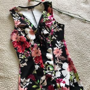 Venus Lace up floral v neck top